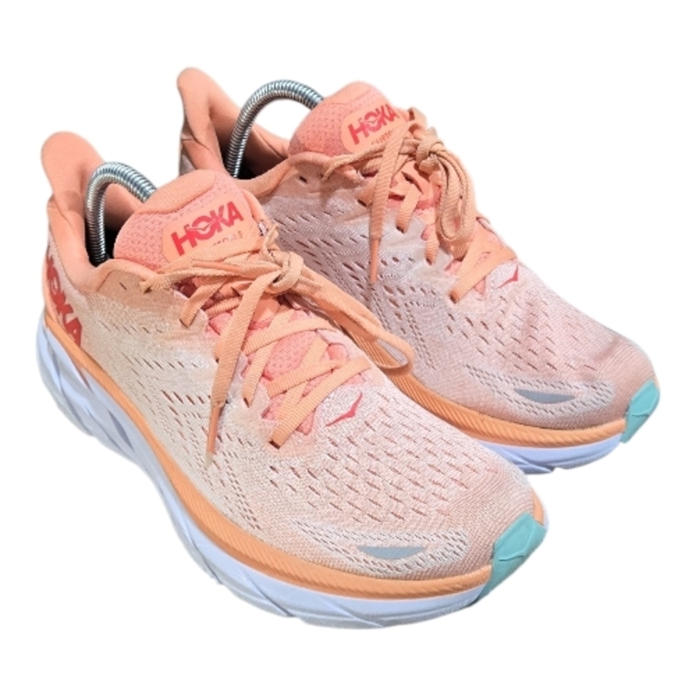 Hoka One One Womens Clifton 8 1119394 CSPY Orange Running Sneakers Shoes Size 10